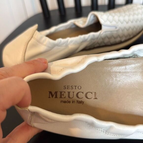Sesto Meucci white woven leather slip on flats size 40/9.5 - Picture 8 of 10